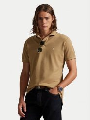 Polo Ralph Lauren Polo 710680784332 Beżowy Custom Slim Fit. Brązowe koszulki polo męskie Polo Ralph Lauren, m, bez wzorów, z bawełny, bez ramiączek. Za 599.99 zł.