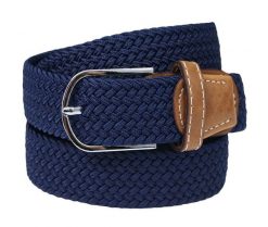Granatowy Elastyczny Męski Pasek do Spodni, Pleciony, Casual -ALTIES- Parciany, Jednokolorowy. Niebieskie paski damskie Alties, bez wzorów, z elastanu, casualowe. Za 59.00 zł.