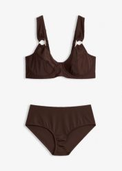 Bikini minimizer na szerokich ramiączkach (komplet 2-cz.). Brązowe bikini damskie bonprix, bez wzorów. Za 119.99 zł.