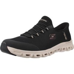 Buty SKECHERS SLIP-INS GLIDE STEP VIBEY Czarny. Czarne obuwie sportowe damskie Skechers, bez wzorów, z tkaniny, trekkingowe, Skechers Sport. Za 389.99 zł.
