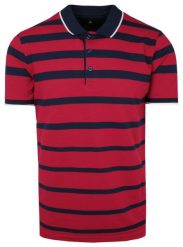 Koszulka POLO, Granatowo-Czerwona w Paski Casualowa, Krótki Rękaw, T-shirt -BARTEX. Czerwone koszulki polo męskie Bartex, l, bez wzorów, z bawełny, casualowe, bez ramiączek. Za 159.00 zł.