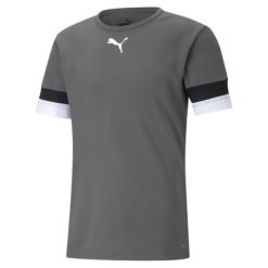 Koszulka piłkarska męska PUMA teamRISE Jersey. Szare koszulki sportowe męskie Puma, m, bez wzorów, z jersey, bez kołnierzyka, bez ramiączek, do piłki nożnej. Za 78.00 zł.