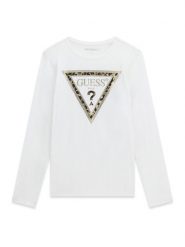Guess Bluzka J6BI02 K5771 Biały Regular Fit. Białe bluzki dla dziewczynek Guess, z aplikacjami, z bawełny, bez kołnierzyka, bez ramiączek. Za 94.99 zł.