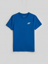 4F T-shirt slim gładki męski - niebieski XXL. Niebieskie t-shirty męskie 4f, l, bez wzorów, z bawełny, bez kołnierzyka. Za 69.99 zł.