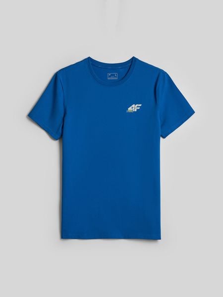 4F T-shirt slim gładki męski - niebieski XXL. Niebieskie koszulki sportowe męskie 4f, m, bez wzorów, z bawełny, klasyczne, bez kołnierzyka. Za 69.99 zł.