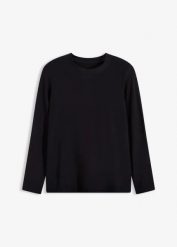 Lekka koszulka termiczna z długim rękawem. Czarne t-shirty damskie bonprix, bez wzorów, bez kołnierzyka. Za 77.99 zł.