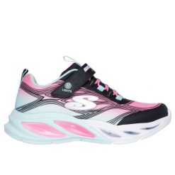 Sneakersy dziewczęce Skechers S-Lights: Cosmic Glow. Czarne buty sportowe dziewczęce Skechers, bez wzorów, z materiału, bez zapięcia. Za 234.87 zł.