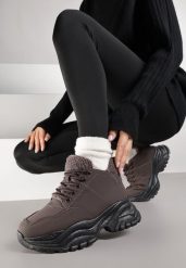 Brązowe Trapery Sneakersy Vices na Platformie z Tłoczeniem Nirrise. Brązowe śniegowce i trapery damskie Renee, z dresówki. Za 109.99 zł.
