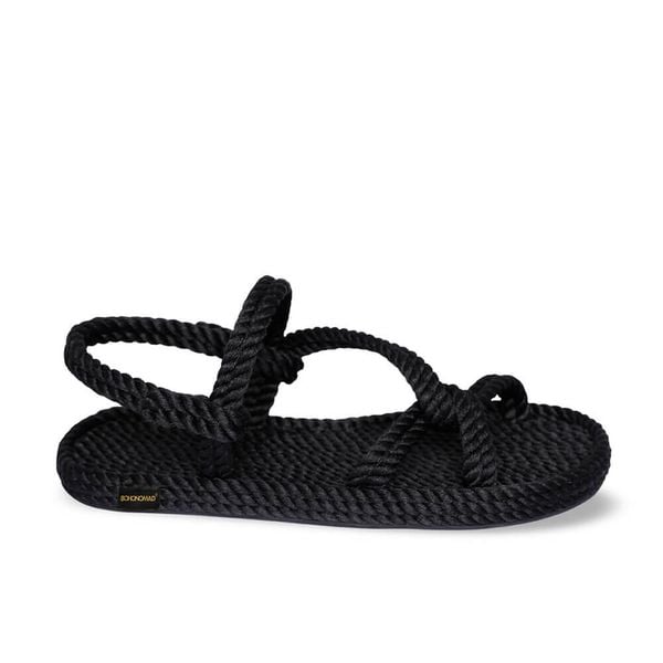Sandały damskie Mykonos. Czarne sandały damskie Aulp, bez wzorów, z kauczuku, bez obcasa, bez zapięcia. Za 159.99 zł.