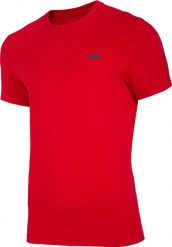 4f t-shirt męski NOSH4-TSM003 CZERWONY r.XXL. Czerwone t-shirty męskie 4f, m, bez wzorów, bez kołnierzyka. Za 38.00 zł.