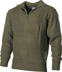 MFH Sweter "Troyer" oliwkowy M. Zielone bluzy męskie MFH, m, bez wzorów, bez kołnierzyka. Za 176.00 zł.
