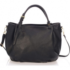 Skórzany shopper bag w kolorze czarnym - 40 x 16 x 9 cm. Czarne torebki shopper damskie Black Bags, w paski, ze skóry. W wyprzedaży za 346.95 zł.