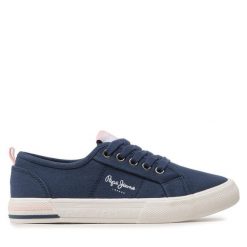 Tenisówki Pepe Jeans. Niebieskie półbuty dziewczęce Pepe Jeans, bez wzorów, z jeansu, bez zapięcia. Za 149.99 zł.