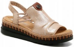 Rieker Rieker Sandals V7972-60 Beżowe 37. Brązowe sandały damskie Rieker, bez wzorów, bez obcasa, bez zapięcia. Za 265.20 zł.