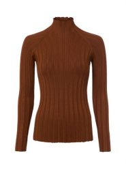 Marie Lund dzianinowa koszulka z długim rękawem Kobiety brązowy, XXL. Brązowe t-shirty damskie Marie Lund, uniwersalny, bez wzorów, z dzianiny, eleganckie, bez kołnierzyka. Za 199.95 zł.