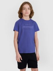 4F T-shirt regular z nadrukiem chłopięcy - fioletowy 122 (6-7 lat). Fioletowe t-shirty dla chłopców 4f, bez wzorów, z bawełny, bez ramiączek. W wyprzedaży za 19.99 zł.
