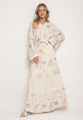 Beżowy Komplet z Wiskozy w Stylu Boho Koszula Nietoperz i Spódnica Sepalisse. Brązowe koszule damskie Born2be, na lato, l, bez wzorów, z wiskozy, boho, dopasowane. Za 179.99 zł.
