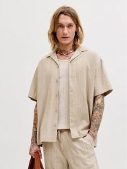 Jack & Jones Komplet koszula i szorty materiałowe Tyson 12297649 Beżowy Relaxed Fit. Brązowe szorty męskie Jack & Jones, l, bez wzorów, z bawełny. Za 209.99 zł.