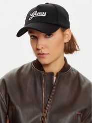 Guess Czapka z daszkiem AW5182 WOL01 Czarny. Czarne rękawiczki damskie Guess, z aplikacjami, z materiału. Za 129.99 zł.