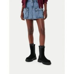 Sztyblety G-Star. Czarne botki damskie G-Star, retro, bez obcasa, na płaskiej podeszwie, bez zapięcia. Za 479.99 zł.