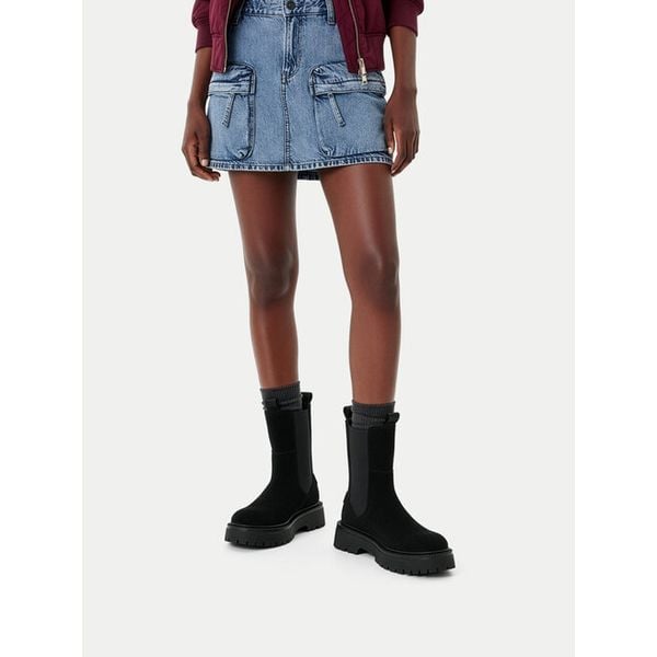 Sztyblety G-Star. Czarne botki damskie G-Star, retro, bez obcasa, na płaskiej podeszwie, bez zapięcia. Za 479.99 zł.
