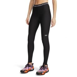 Legginsy fitness damskie Under Armour HeatGear. Czarne legginsy damskie Under Armour, l, bez wzorów, z materiału, na fitness i siłownię. Za 199.99 zł.