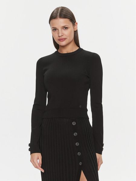 Guess Sweter Sophie W4RR52 Z3D60 Czarny Slim Fit. Czarne swetry damskie Guess, s, z aplikacjami, z syntetyku, bez kołnierzyka, bez ramiączek, bez kaptura. Za 179.99 zł.