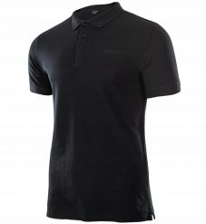 Koszulka polo dla mężczyzn Hi-tec Romso. Czarne koszulki polo męskie Hi-tec, m, bez wzorów, z bawełny, biznesowe, bez ramiączek. Za 92.29 zł.