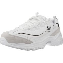 Buty do chodzenia damskie Skechers D'lites. Białe obuwie sportowe damskie Skechers, bez wzorów, z materiału, trekkingowe, Skechers Sport. Za 312.00 zł.