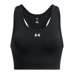 Brassiera bezszwowa o średnim wsparciu dla kobiet Under Armour Vanish. Białe obuwie sportowe damskie Under Armour, bez wzorów, na fitness i siłownię. Za 206.50 zł.