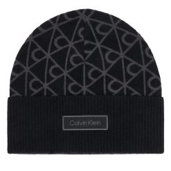 Czapka Calvin Klein. Czarne czapki i kapelusze męskie Calvin Klein, na zimę, bez wzorów. Za 209.99 zł.
