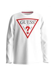 Guess Bluzka L84I29 K8HM0 Biały Regular Fit. Białe koszule dla chłopców Guess, z aplikacjami, z bawełny, bez kołnierzyka, bez ramiączek. Za 79.99 zł.