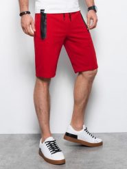 Ombre Krótkie spodenki męskie dresowe - czerwone V2 W239 L. Czerwone krótkie spodenki sportowe męskie Ombre, l, bez wzorów, z dresówki. Za 34.99 zł.