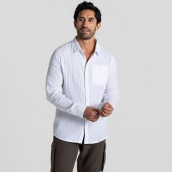 Koszula podróżnicza męska Craghoppers Moro Long Sleeved Shirt. Białe koszule męskie Craghoppers, m, bez wzorów, casualowe, bez kołnierzyka, bez ramiączek. Za 319.99 zł.