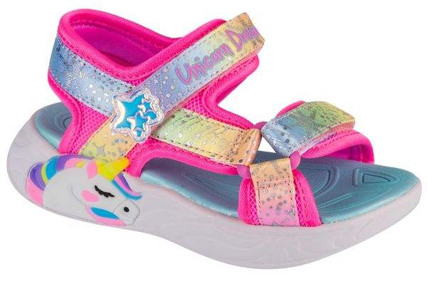 Sandały SKECHERS 302682N Rose. Czerwone sandały damskie Skechers, bez wzorów, z tkaniny, bez obcasa, bez zapięcia. Za 179.90 zł.