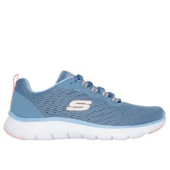Trenerzy damscy Skechers Flex Appeal 5.0. Niebieskie obuwie sportowe damskie Skechers, bez wzorów. W wyprzedaży za 289.80 zł.
