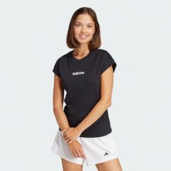 Koszulka Essentials Linear Cotton. Białe koszulki sportowe damskie Adidas, xl, bez wzorów, z bawełny, sportowe, bez kołnierzyka. Za 89.95 zł.