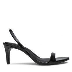 Sandały Calvin Klein. Czarne sandały damskie Calvin Klein, bez wzorów, bez obcasa, na szpilce, bez zapięcia. Za 409.99 zł.