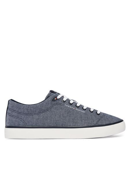 Tommy Hilfiger Tenisówki Th Hi Vulc Core Low Chambray FM0FM05818 Niebieski. Niebieskie trampki męskie Tommy Hilfiger, bez wzorów, z materiału, bez zapięcia. Za 218.99 zł.