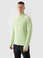 4F Bluza do biegania szybkoschnąca męska - zielona M. Zielone bluzy męskie 4f, m, bez wzorów, z dzianiny, bez kaptura, do biegania. W wyprzedaży za 99.99 zł.