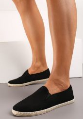 Czarne Wsuwane Tenisówki Espadryle z Plecioną Podeszwą Elladia. Czarne espadryle damskie Renee, bez wzorów, bez zapięcia. Za 44.99 zł.