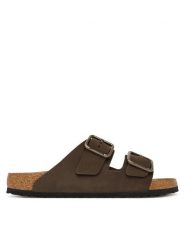 Birkenstock Klapki Arizona Wire Buckle 1032761 Beżowy ciemny. Brązowe klapki damskie Birkenstock, bez wzorów, z nubiku, bez obcasa. Za 674.99 zł.