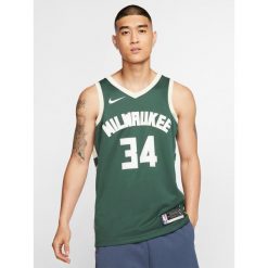 Koszulka męska nike nba milwaukee bucks giannis antetokounmpo swingman jersey. Zielone koszulki sportowe męskie Nike, m, bez wzorów, z jersey, bez kołnierzyka, bez ramiączek, do koszykówki. Za 379.00 zł.