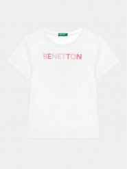 United Colors Of Benetton T-Shirt 3I1XC10H8 Biały Regular Fit. Białe t-shirty i topy dla dziewczynek United Colors Of Benetton, bez wzorów, z bawełny, bez ramiączek. Za 59.99 zł.
