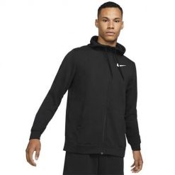 Bluzy sportowa męska Nike Drifit. Czarne bluzy męskie Nike, m, bez wzorów, z kapturem. Za 399.99 zł.