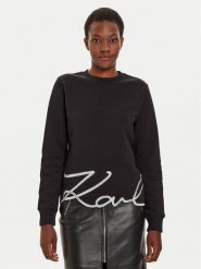 KARL LAGERFELD Bluza 245W1815 Czarny Regular Fit. Czarne bluzy damskie KARL LAGERFELD, s, bez wzorów, z bawełny, bez kaptura. Za 509.99 zł.