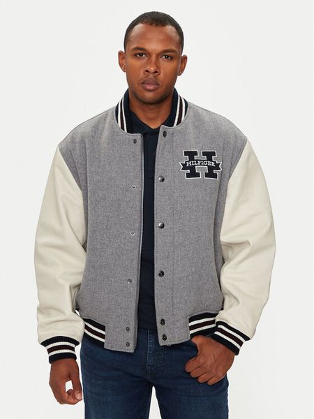Tommy Hilfiger Kurtka bomber Varsity MW0MW37032 Szary Regular Fit. Szare kurtki męskie Tommy Hilfiger, m, bez wzorów, z wełny, bez kaptura. Za 1,269.00 zł.