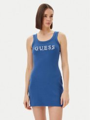 Guess Sukienka codzienna V5GK06 K8RT2 Niebieski Slim Fit. Niebieskie sukienki damskie Guess, na co dzień, xxs, z aplikacjami, z wiskozy, bez kołnierzyka, bez ramiączek, proste. Za 159.99 zł.