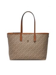 Tommy Hilfiger Torebka Th Monoplay Leather Tote AW0AW17416 Beżowy jasny. Brązowe torebki do ręki damskie Tommy Hilfiger, bez wzorów, ze skóry, bez dodatków. Za 849.99 zł.