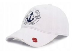 Bawełniana Czapka z Daszkiem (Bejsbolówka) - Pako Jeans - Biała, Przetarcia. Białe czapki i kapelusze męskie Pako Jeans, bez wzorów, z bawełny. Za 55.00 zł.